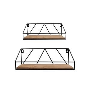 Swallow Bros 2 Pack Rustic Solid Wood And Metal Floating Shelves
